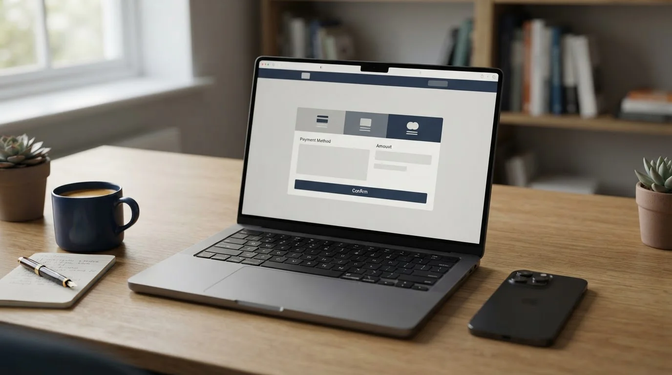 Mastercard-Zahlung bei Wettanbietern in Deutschland – Laptop mit Zahlungsauswahl