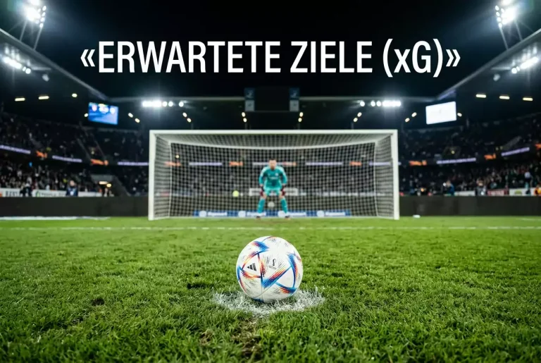 Fußballtor aus der Perspektive des Schützen mit eingezeichneter Schussposition