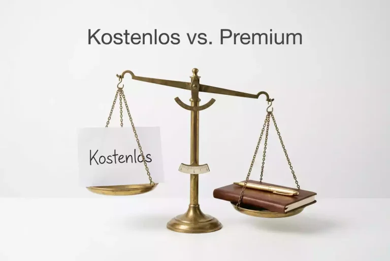 Waage mit einem kostenlosen und einem Premium-Symbol als Vergleich