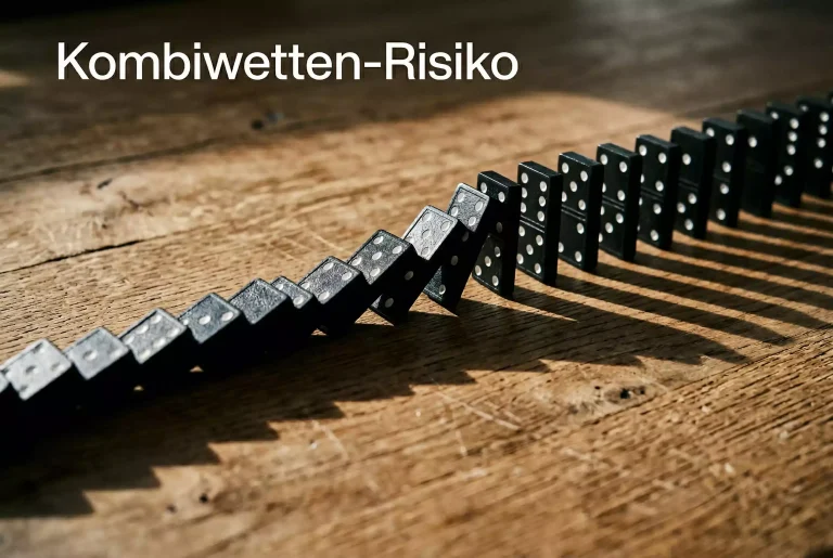 Gestapelte Dominosteine auf einem Tisch als Symbol für kumulative Wettrisiken