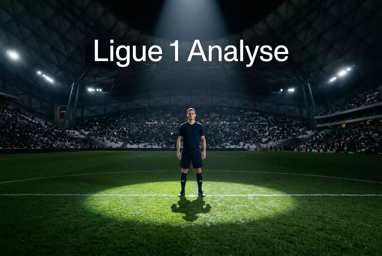 Französisches Fußballstadion mit einem einzelnen Spieler im Scheinwerferlicht