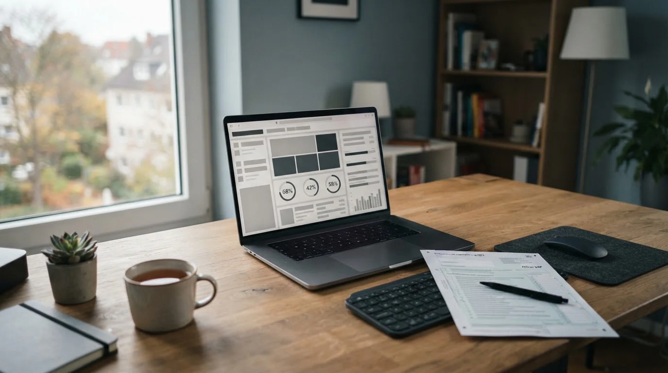 Laptop mit neutraler Wettplattform und Dokument zur Wettsteuer in Deutschland