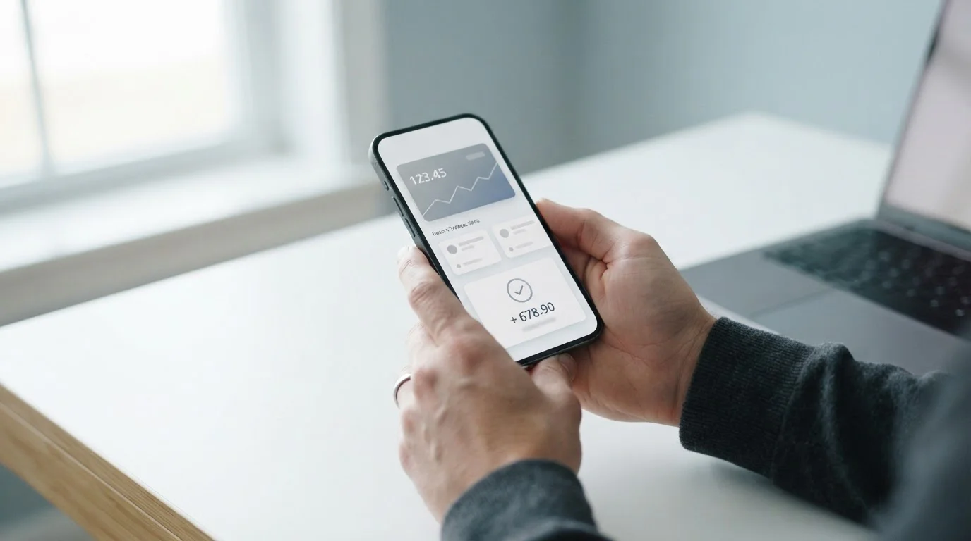 Smartphone zeigt Trustly-Banküberweisung für Sportwetten-Transaktion