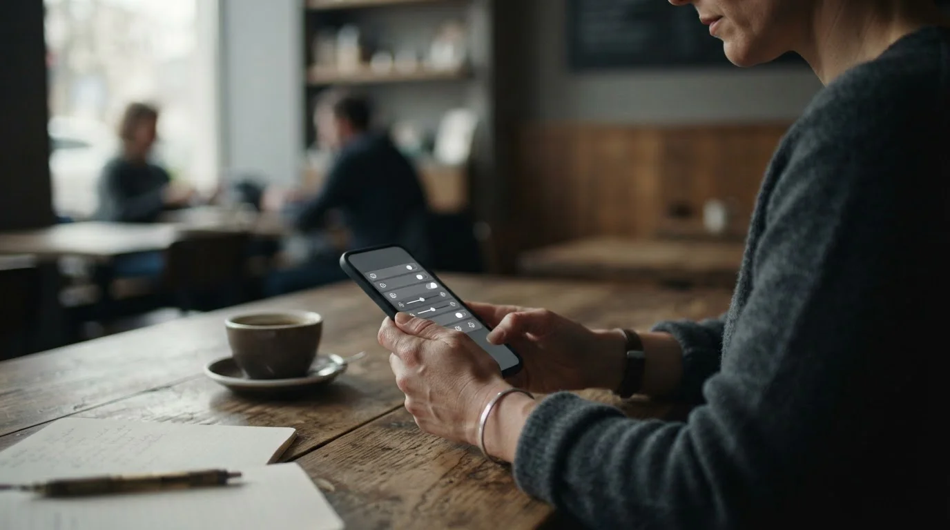 Person setzt Limits auf Smartphone für verantwortungsvolles Wetten