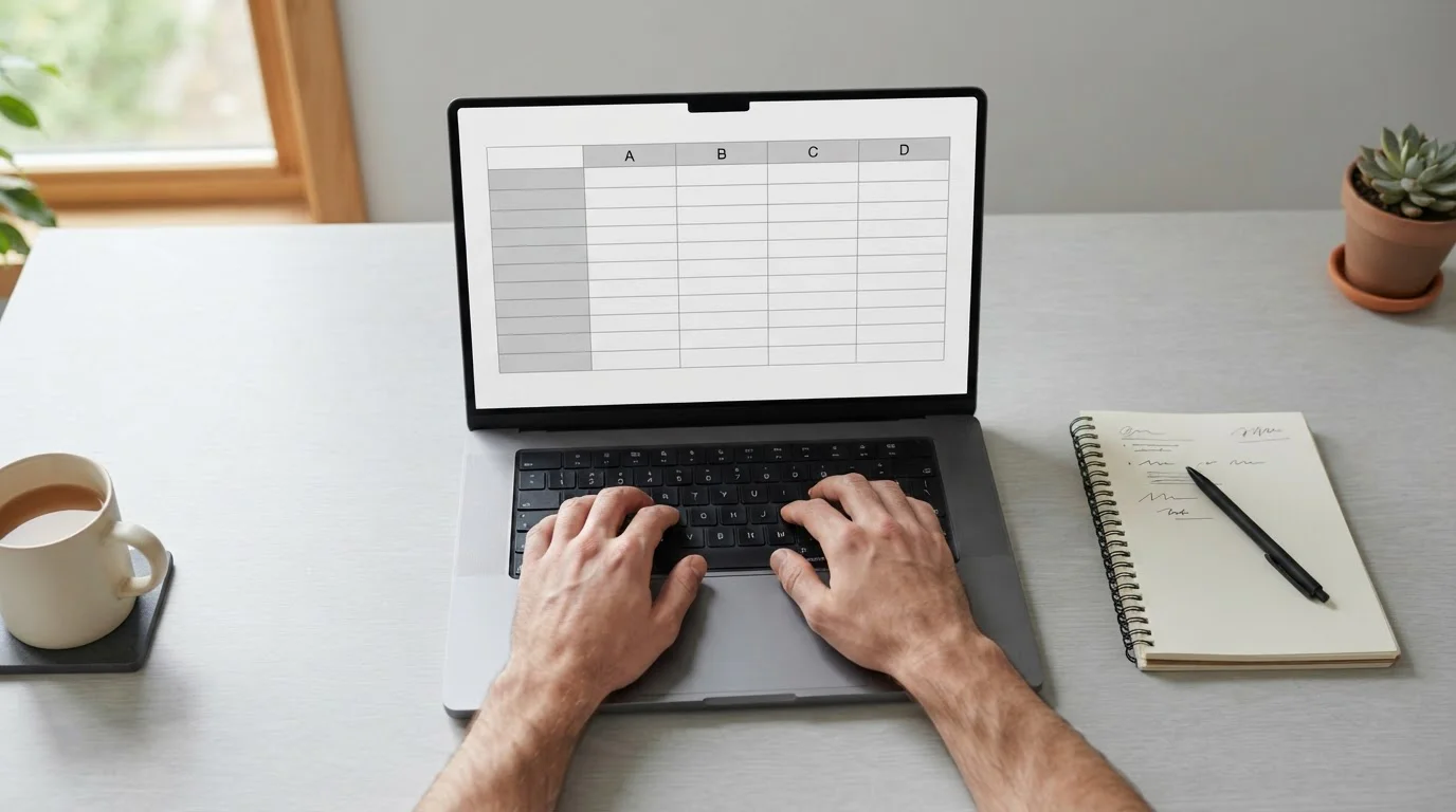 Vergleichstabelle auf Laptop-Bildschirm mit Notizen zur Anbieter-Analyse