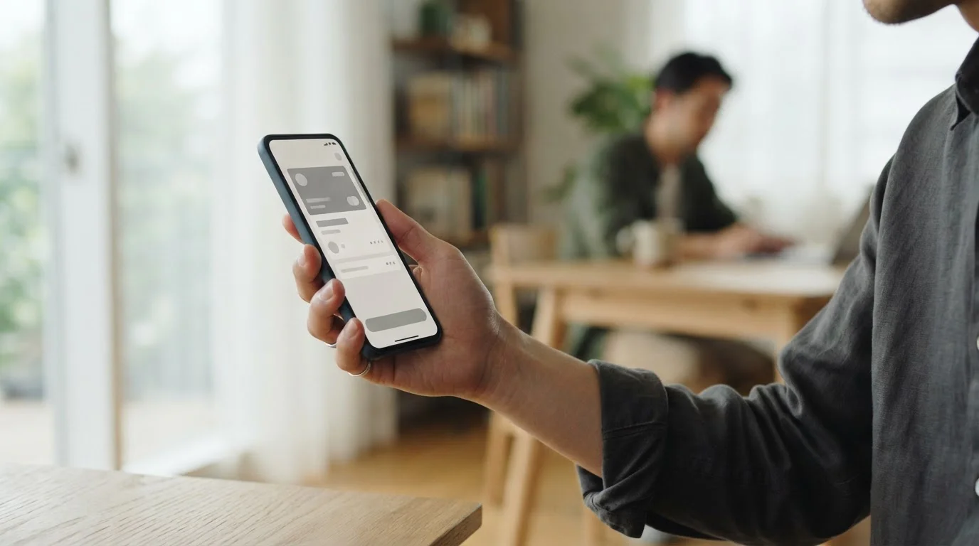 Mobile Zahlungsabwicklung auf Smartphone mit neutraler Benutzeroberfläche