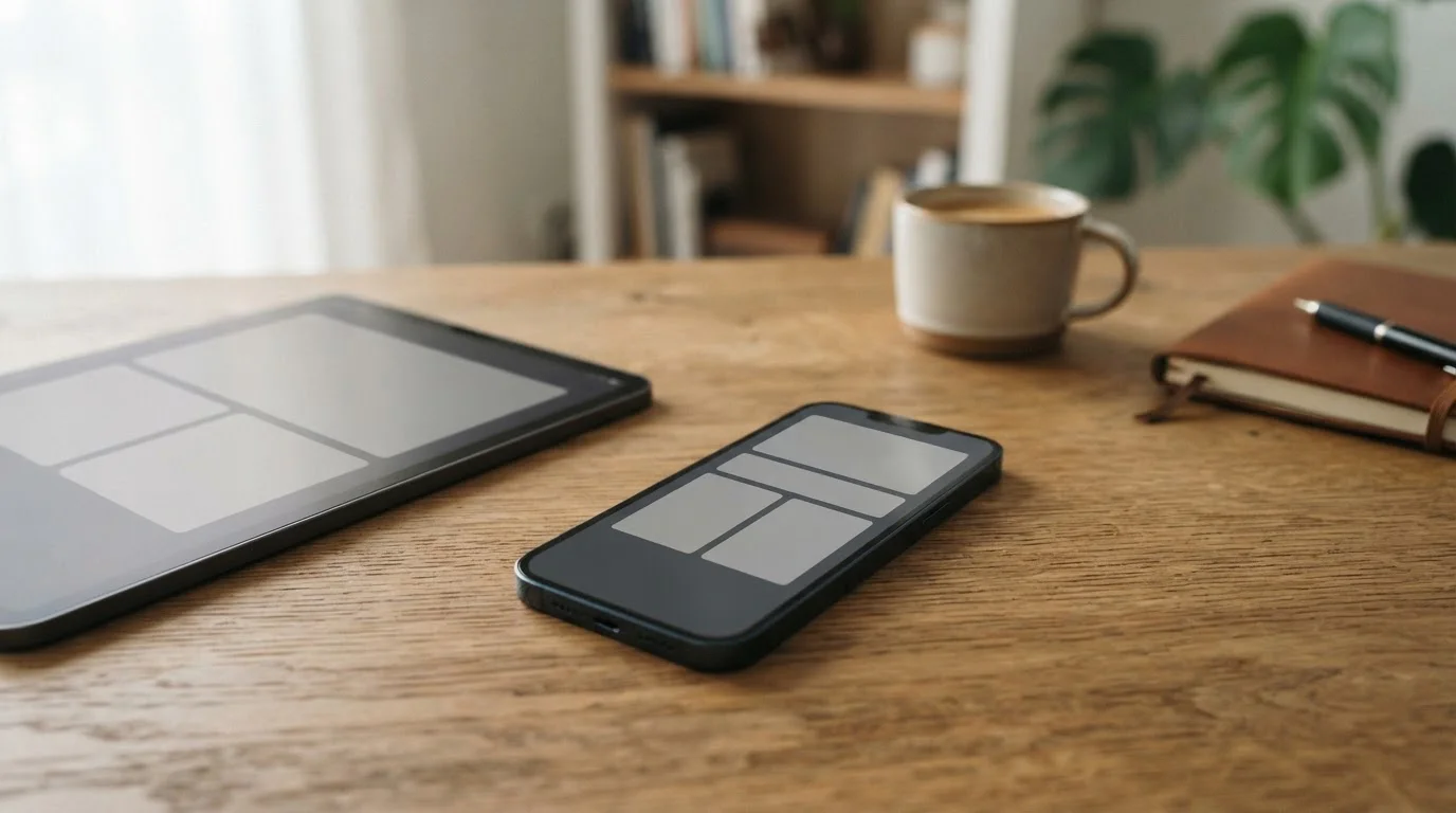 Smartphone zeigt abstrakte Übersicht verschiedener Zahlungsoptionen